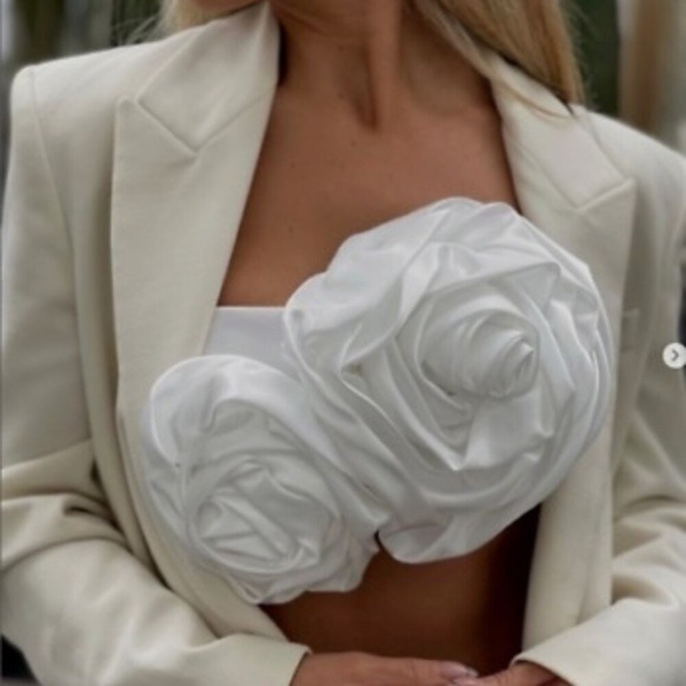 Zara White Floral Blouse